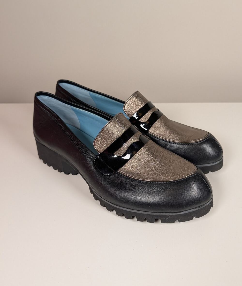 Theirry Rabotin Meicoo Leather Loafers Black/Silver 39.5